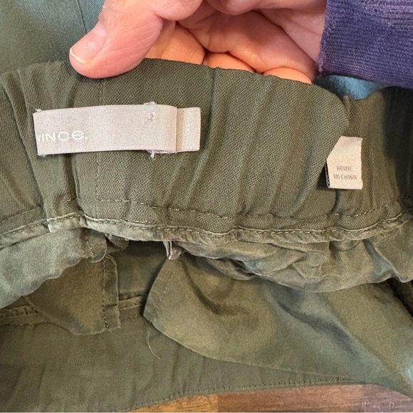 VINCE Green Pull On Drawstring Trousers Tapered Cuffed XS Olive Army Pants - Picture 6 of 12